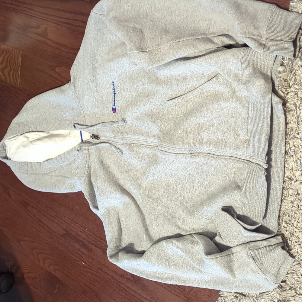 Champion grey zip up hoodie size large